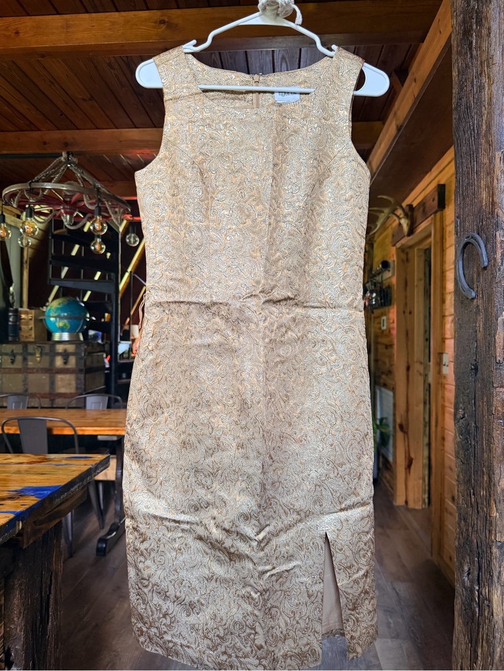 Women’s Gold Brocade Sheath Dress by Together